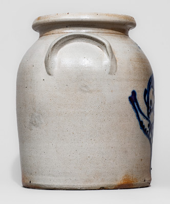 Exceptional J. & E. NORTON, / BENNINGTON, VT Stoneware Jar w/ Oversized Cobalt Bird on Branch
