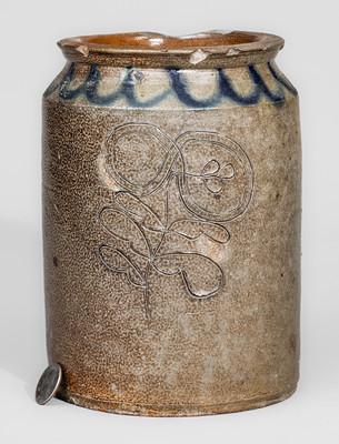 New York State Stoneware Jar w/ Incised Floral Decoration, early 19th century
