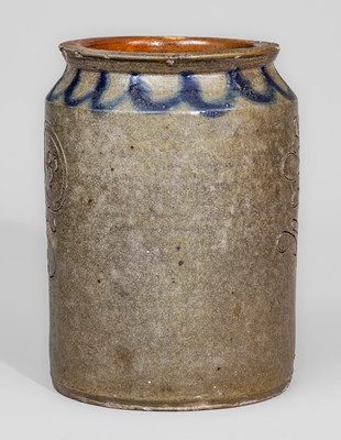 New York State Stoneware Jar w/ Incised Floral Decoration, early 19th century