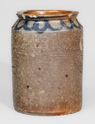 New York State Stoneware Jar w/ Incised Floral Decoration, early 19th century