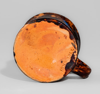 Scarce JOHN BELL (Waynesboro, PA) Small-Sized Redware Mug w/ Manganese Decoration