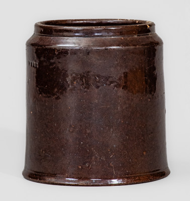 I. BELL (John Bell, Waynesboro, PA) Manganese-Glazed Redware Jar, c1840