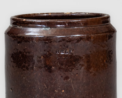 I. BELL (John Bell, Waynesboro, PA) Manganese-Glazed Redware Jar, c1840