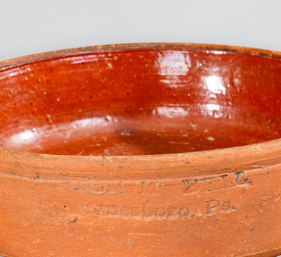 Rare UPTON M. BELL. / Waynesboro. Pa. Small-Sized Redware Dish