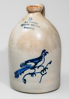 Rare G F HEWETT/ THEATRE BUILDING / WORCESTER, Mass. Stoneware Advertising Jug