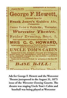 Rare G F HEWETT/ THEATRE BUILDING / WORCESTER, Mass. Stoneware Advertising Jug