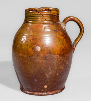 Fine Early New England Redware Pitcher, late 18th century