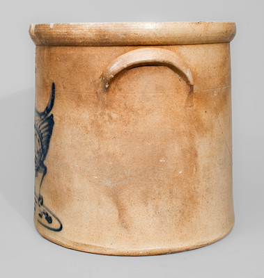 "12 LBS" Stoneware Crock w/ Chicken Pecking Corn Decoration, attrib. Riedinger & Caire, Poughkeepsie, NY