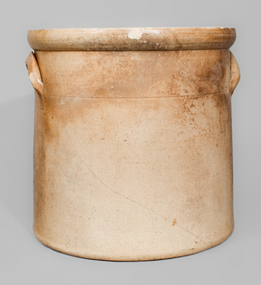 "12 LBS" Stoneware Crock w/ Chicken Pecking Corn Decoration, attrib. Riedinger & Caire, Poughkeepsie, NY