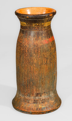 Rare JOHN W. BELL / Waynesboro, Pa Painted Redware Vase, late 19th century