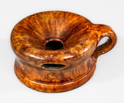 Scarce JOHN W. BELL / Waynesboro, Pa Handled Redware Spittoon,