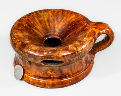 Scarce JOHN W. BELL / Waynesboro, Pa Handled Redware Spittoon,