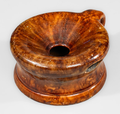 Scarce JOHN W. BELL / Waynesboro, Pa Handled Redware Spittoon,