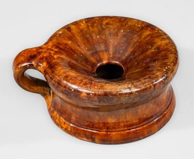 Scarce JOHN W. BELL / Waynesboro, Pa Handled Redware Spittoon,