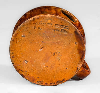 Scarce JOHN W. BELL / Waynesboro, Pa Handled Redware Spittoon,