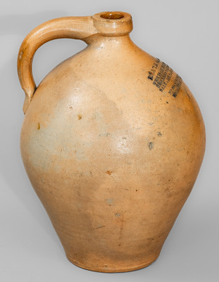 Stoneware Jug w/ Elaborate Rochester, New York Advertising, c1830