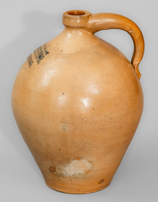 Stoneware Jug w/ Elaborate Rochester, New York Advertising, c1830
