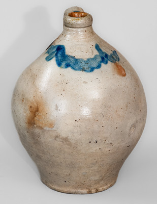 C. CROLIUS / MANUFACTURER / NEW-YORK Cobalt-Decorated Stoneware Jug