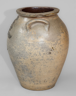 Attrib. Thomas Wilbur, Zanesville, Ohio Three-Gallon Stoneware Jar w/ Incised Decoration, c1825