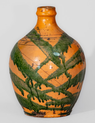 Rare Greene County, TN Redware Jug w/ Profuse Copper Slip Decoration, attrib. Christopher Alexander Haun