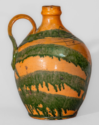 Redware Jug with Elaborate Copper-Oxide Decoration attrib. C.A. Haun Pottery, Greene County, TN