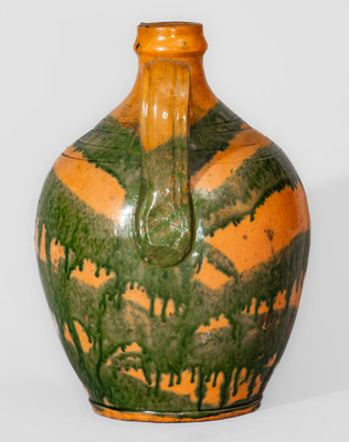 Rare Greene County, TN Redware Jug w/ Profuse Copper Slip Decoration, attrib. Christopher Alexander Haun