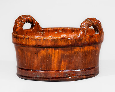 JOHN BELL (Waynesboro, PA) Redware Butter Tub, c1840-80