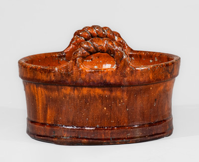 JOHN BELL (Waynesboro, PA) Redware Butter Tub, c1840-80