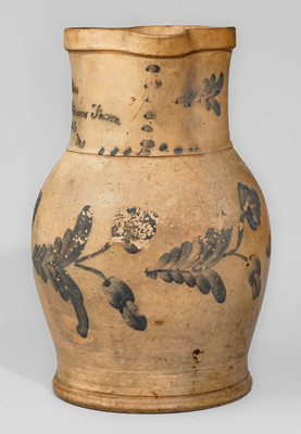 Exceedingly Rare and Important Joseph B. Remmey, North East, MD "Point Pleasant Farm" Large Presentation Pitcher