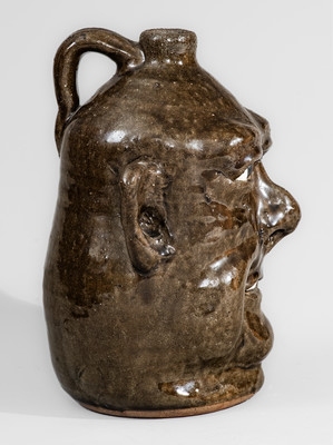 "Lanier Meaders / 9 / 12-29-30" Stoneware Face Jug, Cleveland, GA, c1985