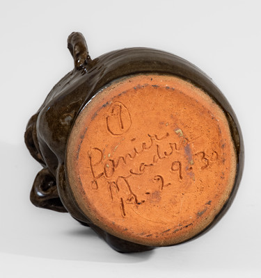 "Lanier Meaders / 9 / 12-29-30" Stoneware Face Jug, Cleveland, GA, c1985