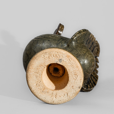 Extremely Rare Slip-Decorated Stoneware Rooster w/ Alkaline Glaze, "Edwin Meaders / 12-31-1986"