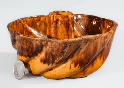 Small-Sized JOHN BELL (Waynesboro, PA) Redware Mold w/ Manganese Decoration