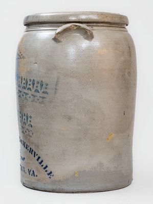 Fine LIPSCOMB & SOMERVILLE / STAUNTON, VA Five-Gallon Cobalt-Stenciled Stoneware Jar