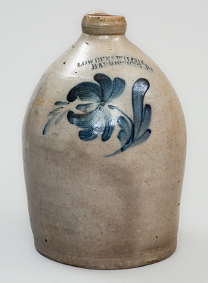 COWDEN & WILCOX / HARRISBURG, PA Stoneware Jug, c1865