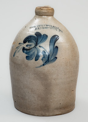 COWDEN & WILCOX / HARRISBURG, PA Stoneware Jug, c1865