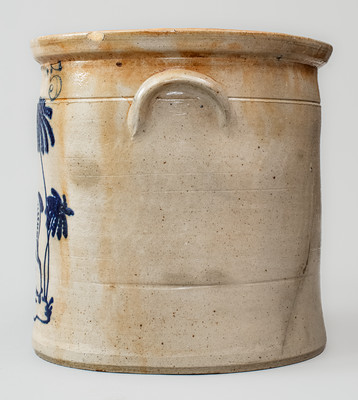 Scarce HUBELL & CHESEBRO / GEDDES, N.Y. Five-Gallon Stoneware Deer Crock