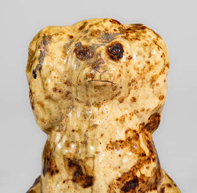 Rare Galena, Illinois Slip-Decorated Redware Spaniel Figure, second half 19th century