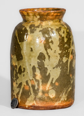 Exceptional Galena, IL Slip-Decorated Redware Canning Jar, second half 19th century