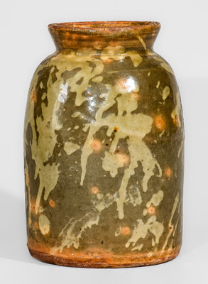Exceptional Galena, IL Slip-Decorated Redware Canning Jar, second half 19th century