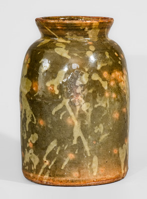 Exceptional Galena, IL Slip-Decorated Redware Canning Jar, second half 19th century