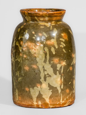 Exceptional Galena, IL Slip-Decorated Redware Canning Jar, second half 19th century