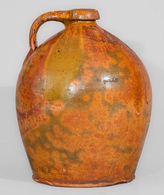 Two-Gallon Glazed Galena, Illinois Redware Jug, mid 19th century