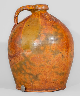 Two-Gallon Glazed Galena, Illinois Redware Jug, mid 19th century