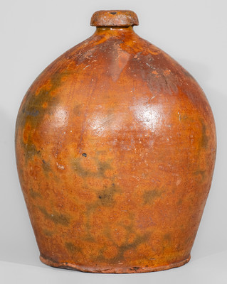 Two-Gallon Glazed Galena, Illinois Redware Jug, mid 19th century