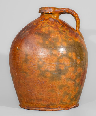 Two-Gallon Glazed Galena, Illinois Redware Jug, mid 19th century