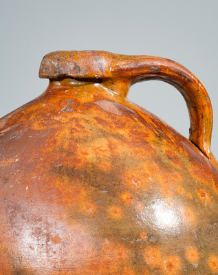 Two-Gallon Glazed Galena, Illinois Redware Jug, mid 19th century