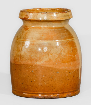 Rare Small-Sized Galena, Illinois Redware Canning Jar w/ Slip Decoration