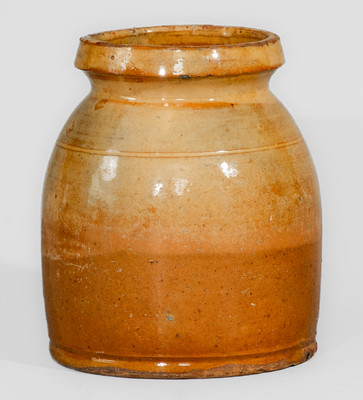 Rare Small-Sized Galena, Illinois Redware Canning Jar w/ Slip Decoration
