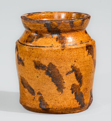 Rare and Fine Miniature Midwestern Redware Jar w/ Manganese Slashes, probably Galena